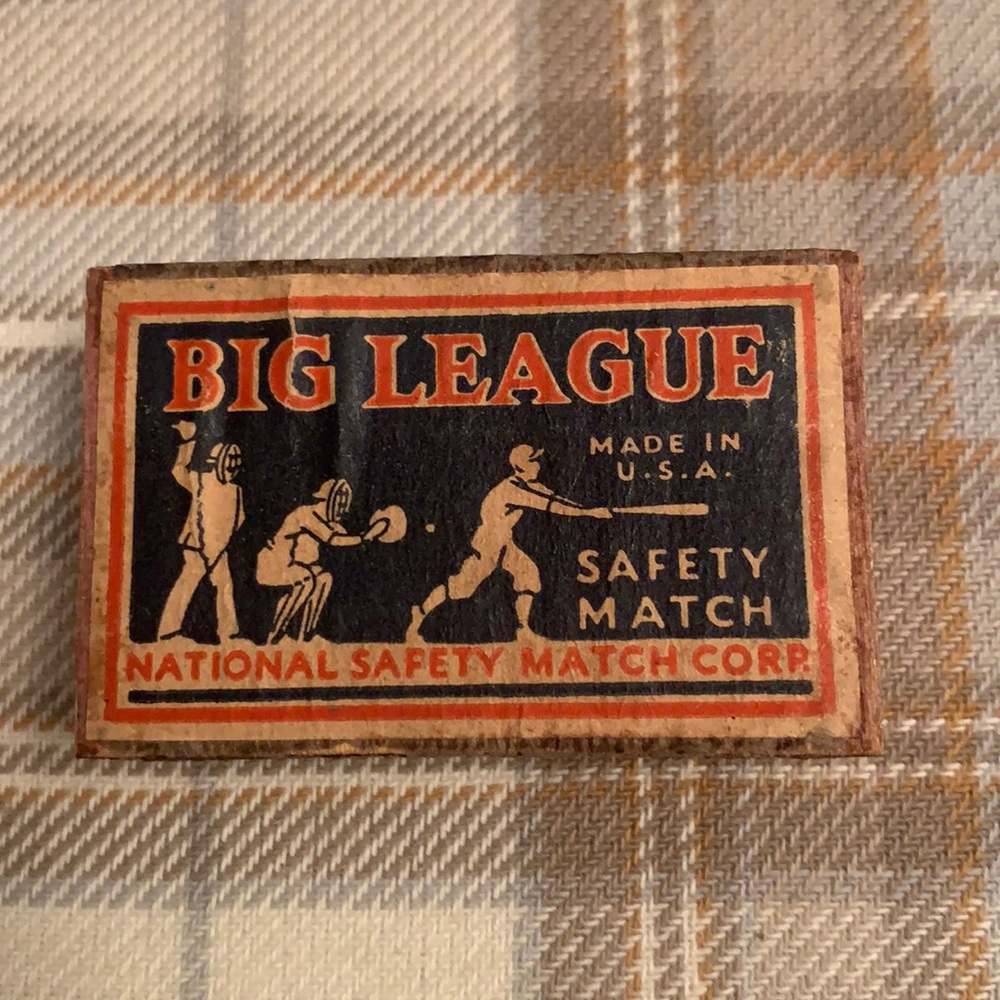 RARE Vintage BIG LEAGUE Matchbox National Safety Match Corp SAFETY MATCH